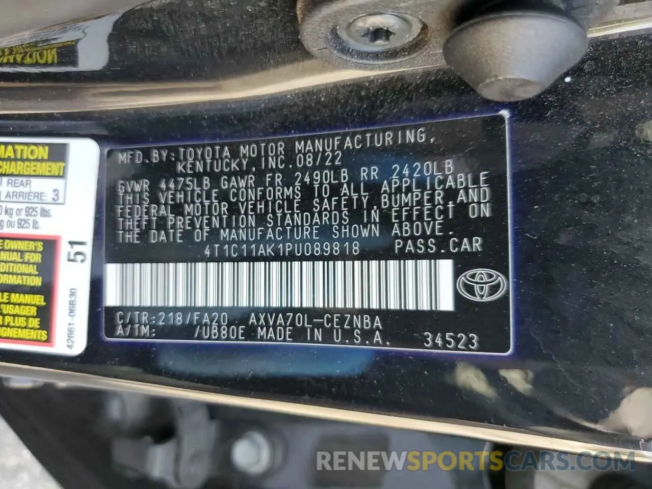 14 Photograph of a damaged car 4T1C11AK1PU089818 TOYOTA CAMRY 2023
