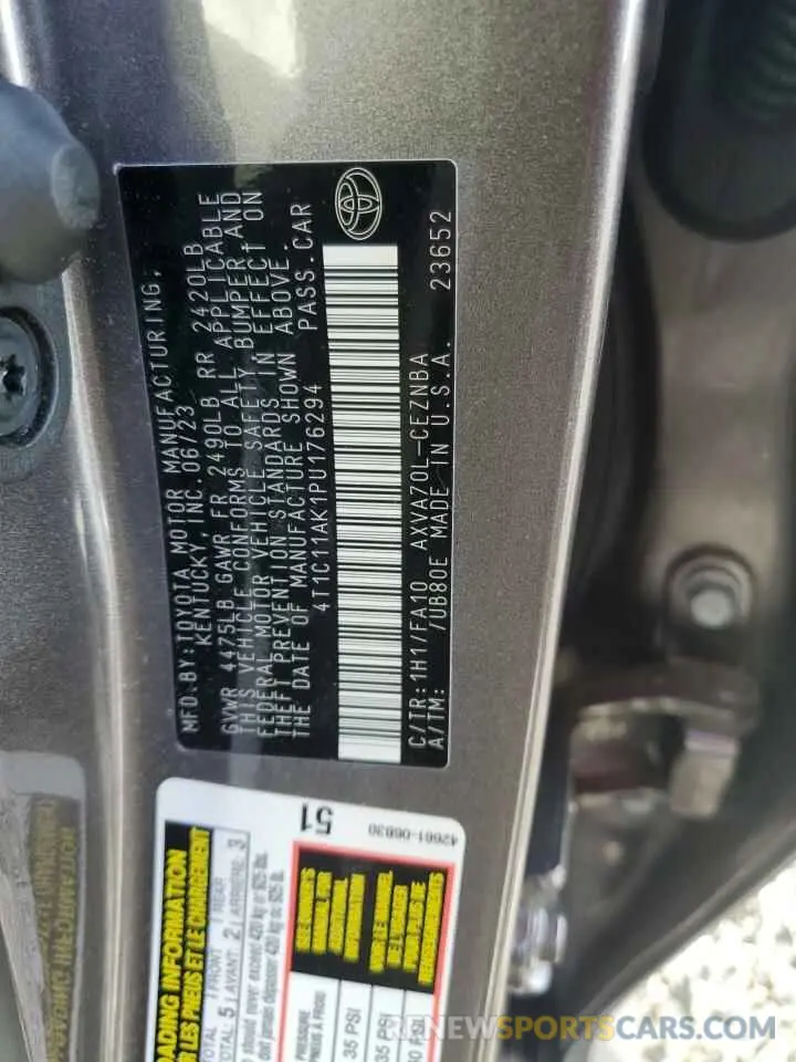 12 Photograph of a damaged car 4T1C11AK1PU176294 TOYOTA CAMRY 2023