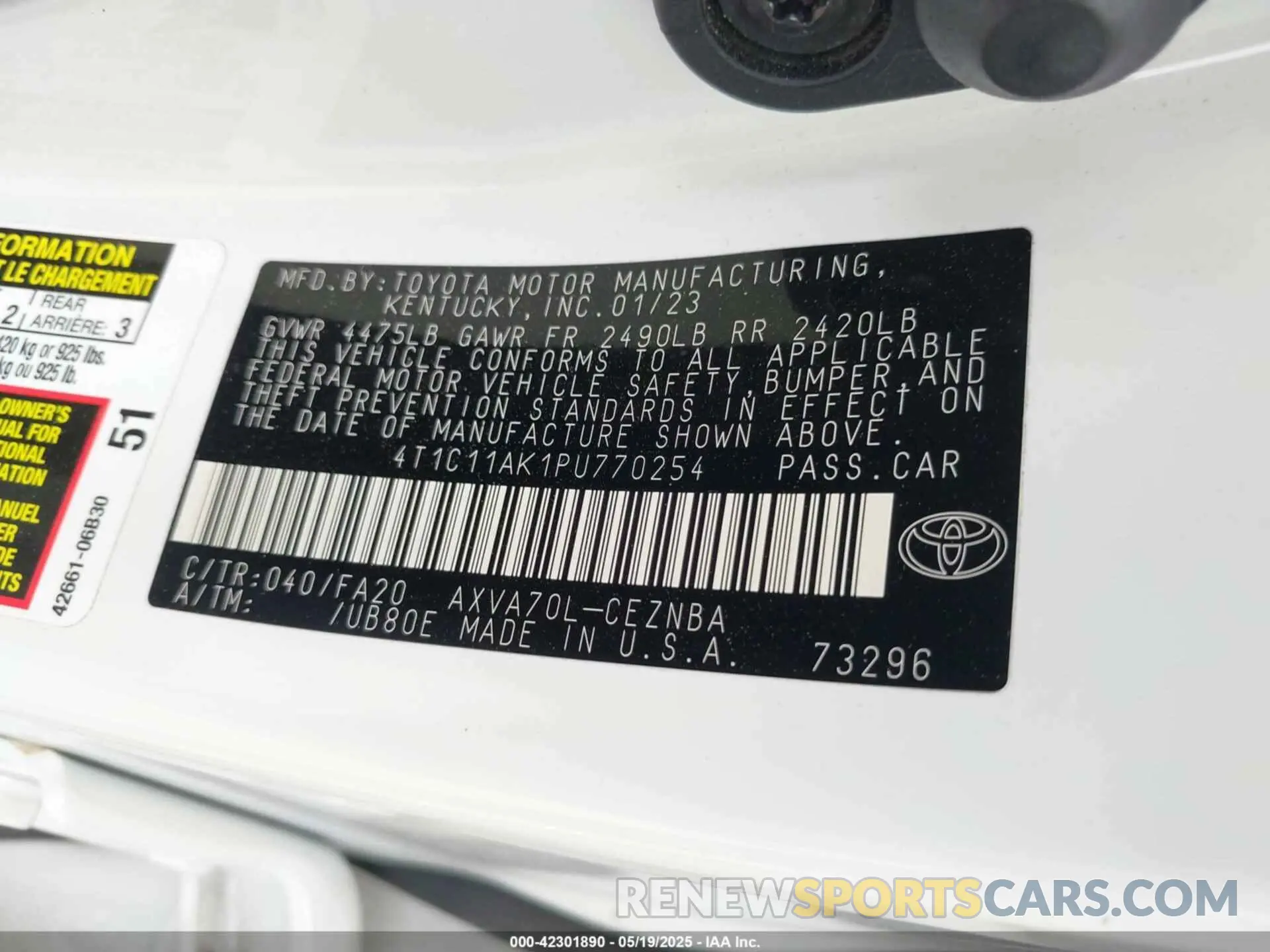 9 Photograph of a damaged car 4T1C11AK1PU770254 TOYOTA CAMRY 2023