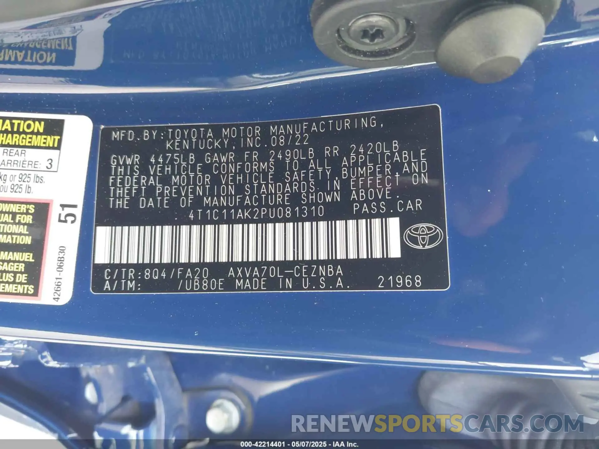 9 Photograph of a damaged car 4T1C11AK2PU081310 TOYOTA CAMRY 2023