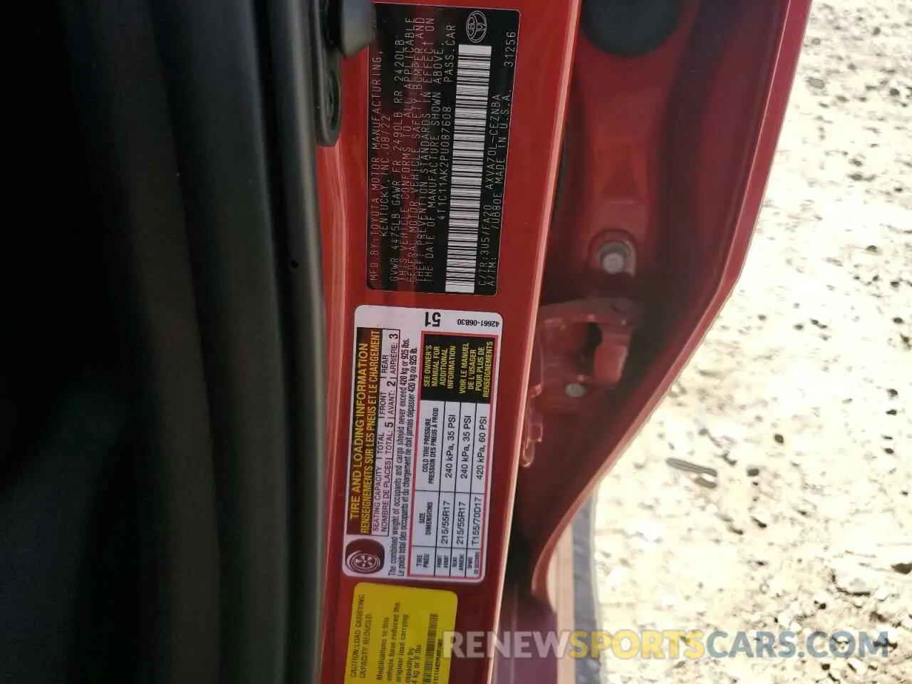 13 Photograph of a damaged car 4T1C11AK2PU087608 TOYOTA CAMRY 2023