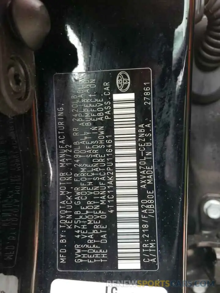 12 Photograph of a damaged car 4T1C11AK2PU116461 TOYOTA CAMRY 2023