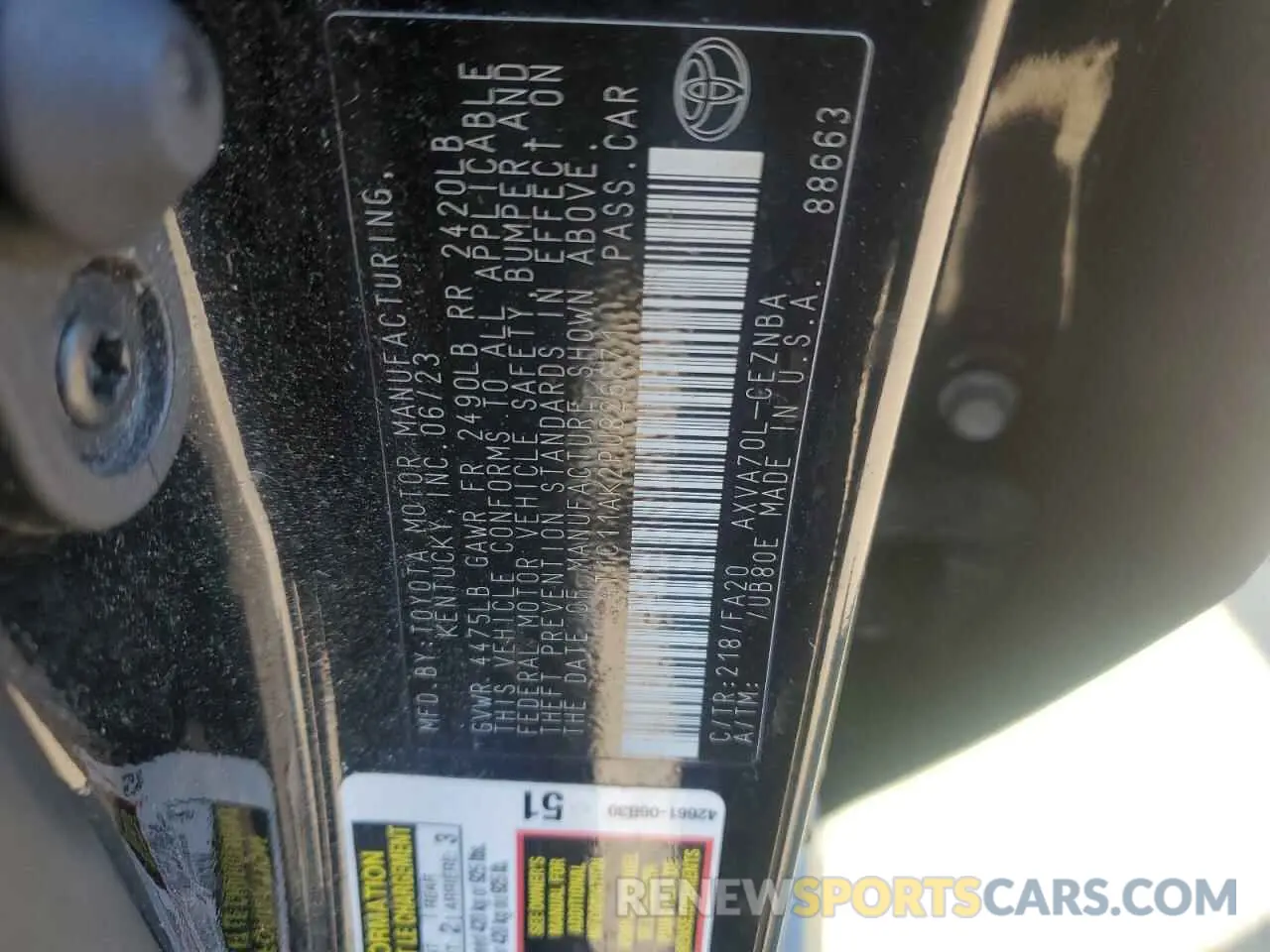 12 Photograph of a damaged car 4T1C11AK2PU826671 TOYOTA CAMRY 2023