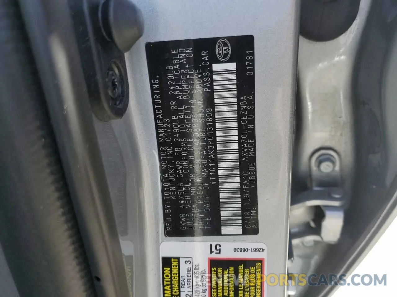 12 Photograph of a damaged car 4T1C11AK3PU131809 TOYOTA CAMRY 2023