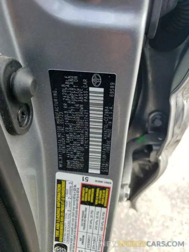 13 Photograph of a damaged car 4T1C11AK3PU817431 TOYOTA CAMRY 2023
