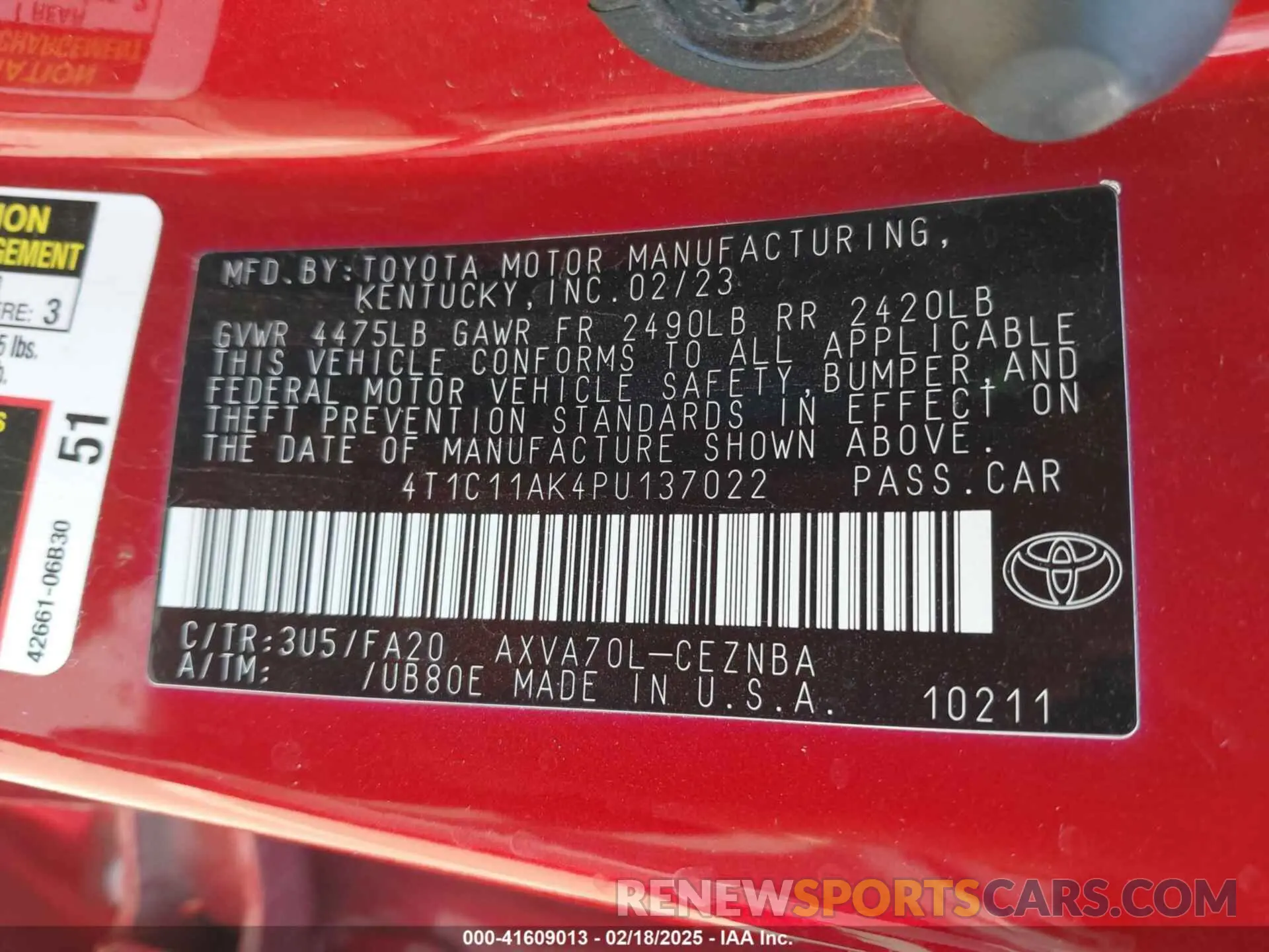 9 Photograph of a damaged car 4T1C11AK4PU137022 TOYOTA CAMRY 2023
