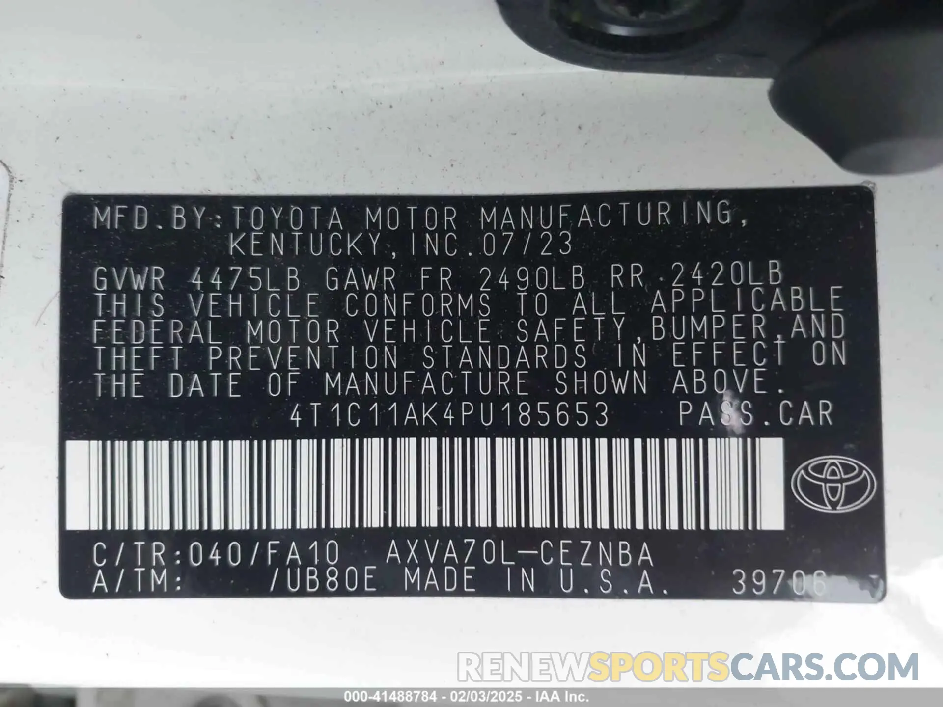 9 Photograph of a damaged car 4T1C11AK4PU185653 TOYOTA CAMRY 2023