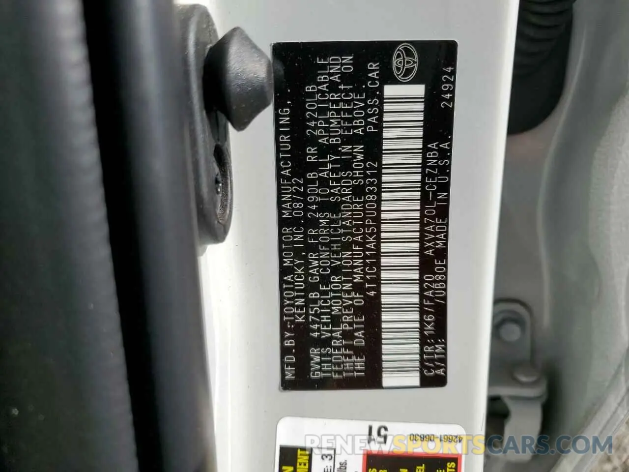 12 Photograph of a damaged car 4T1C11AK5PU083312 TOYOTA CAMRY 2023