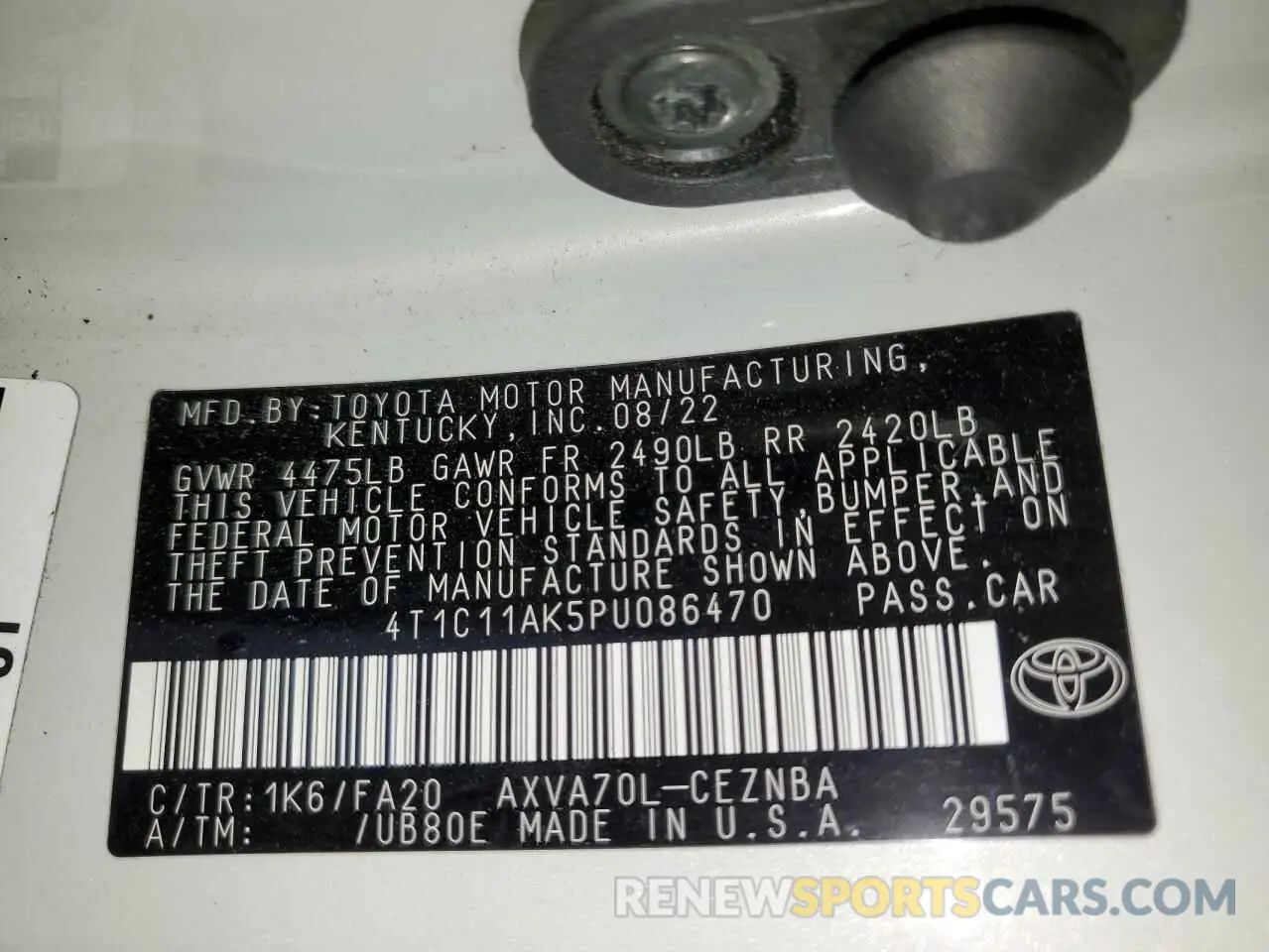 12 Photograph of a damaged car 4T1C11AK5PU086470 TOYOTA CAMRY 2023