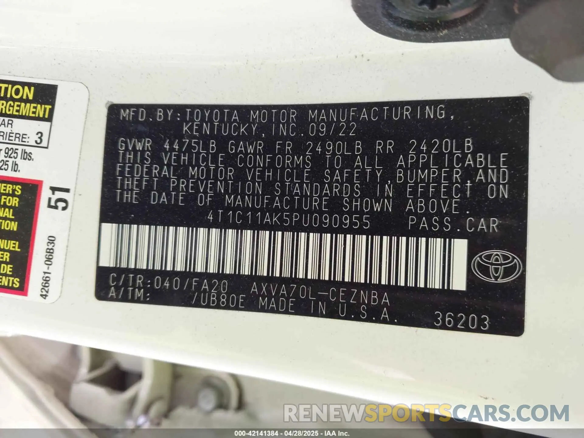9 Photograph of a damaged car 4T1C11AK5PU090955 TOYOTA CAMRY 2023