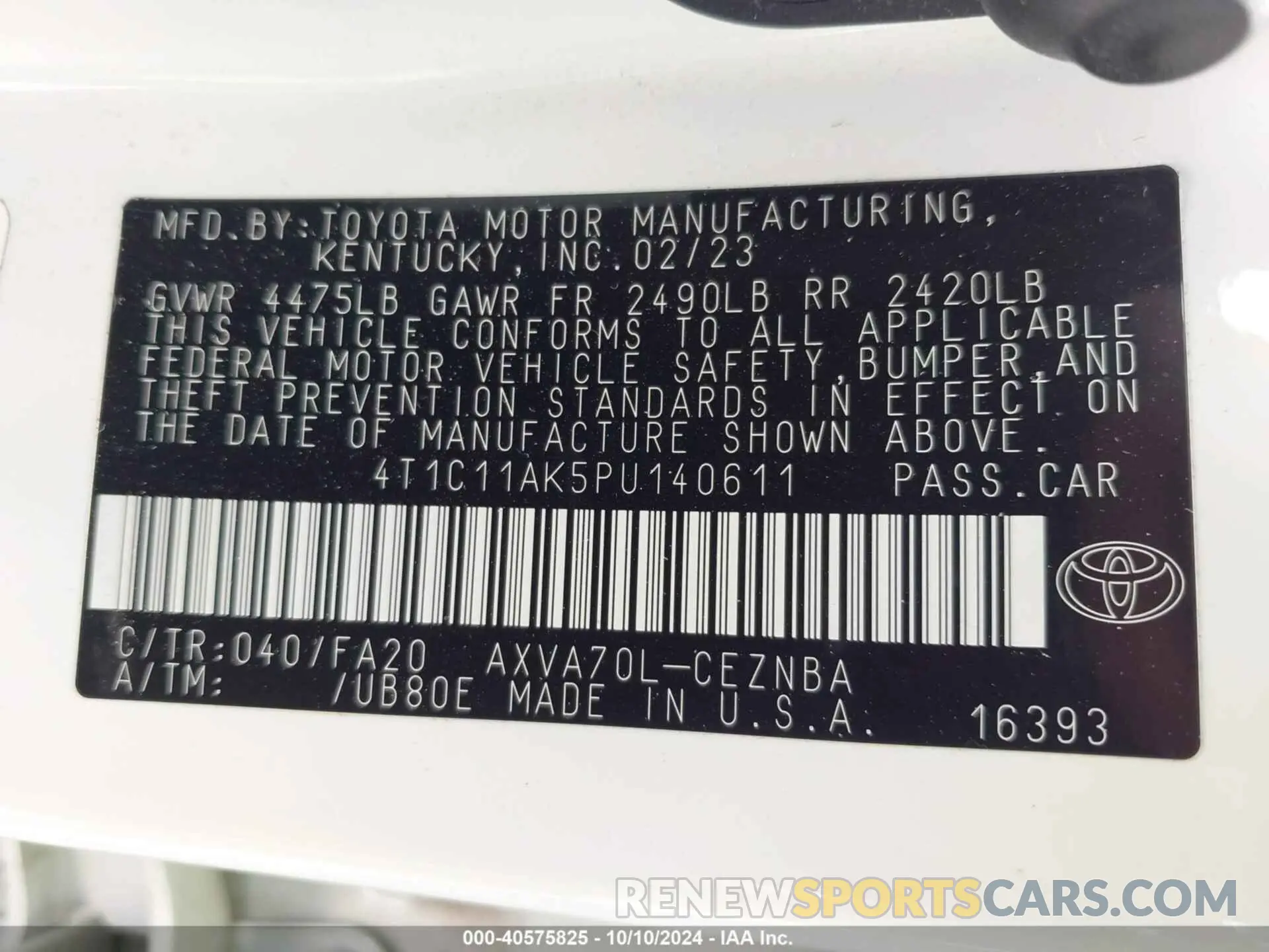 9 Photograph of a damaged car 4T1C11AK5PU140611 TOYOTA CAMRY 2023