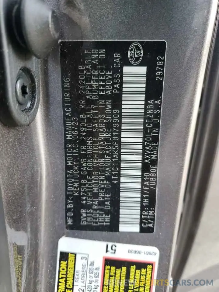 12 Photograph of a damaged car 4T1C11AK5PU179909 TOYOTA CAMRY 2023