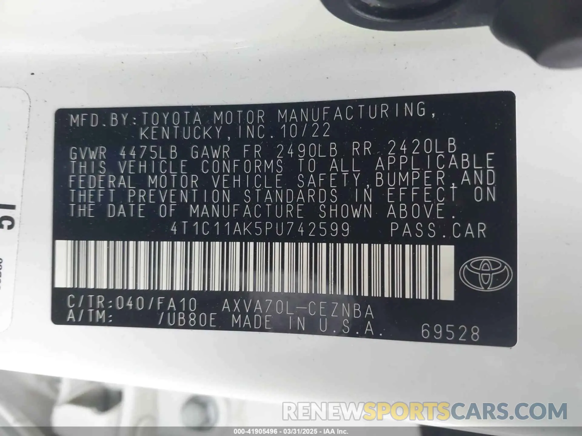 9 Photograph of a damaged car 4T1C11AK5PU742599 TOYOTA CAMRY 2023