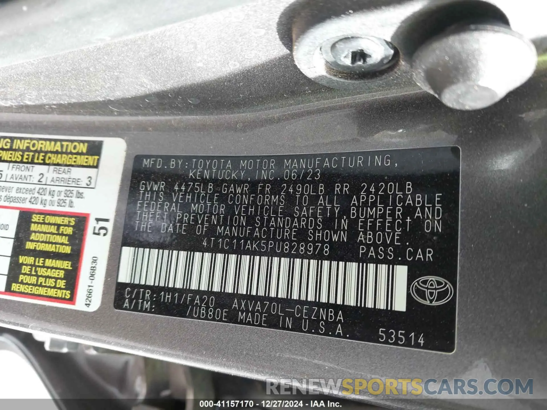9 Photograph of a damaged car 4T1C11AK5PU828978 TOYOTA CAMRY 2023