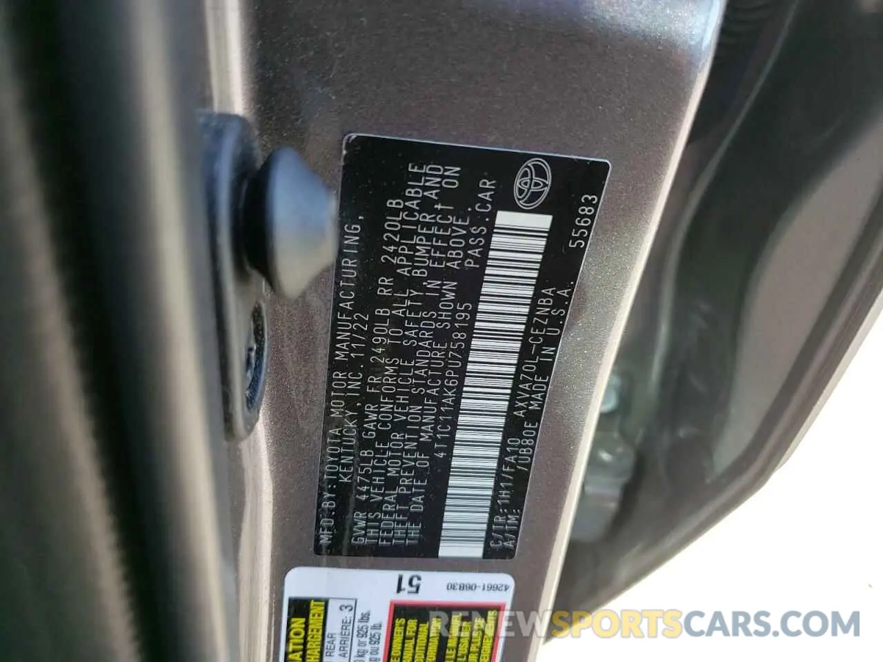 12 Photograph of a damaged car 4T1C11AK6PU758195 TOYOTA CAMRY 2023