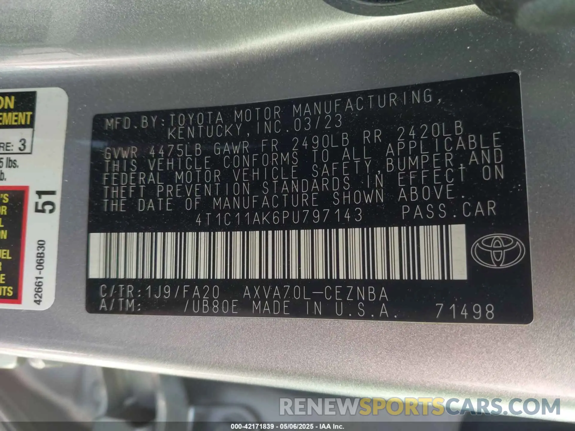 9 Photograph of a damaged car 4T1C11AK6PU797143 TOYOTA CAMRY 2023