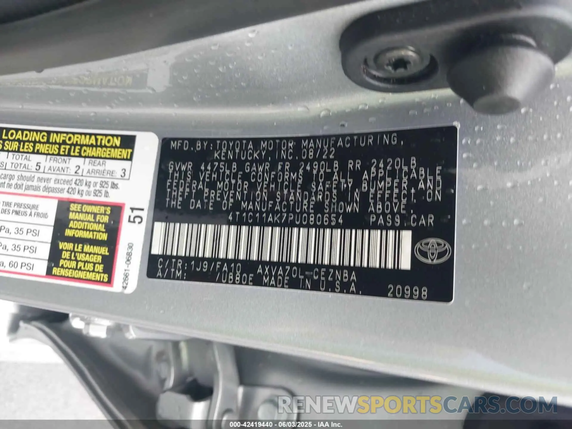 9 Photograph of a damaged car 4T1C11AK7PU080654 TOYOTA CAMRY 2023