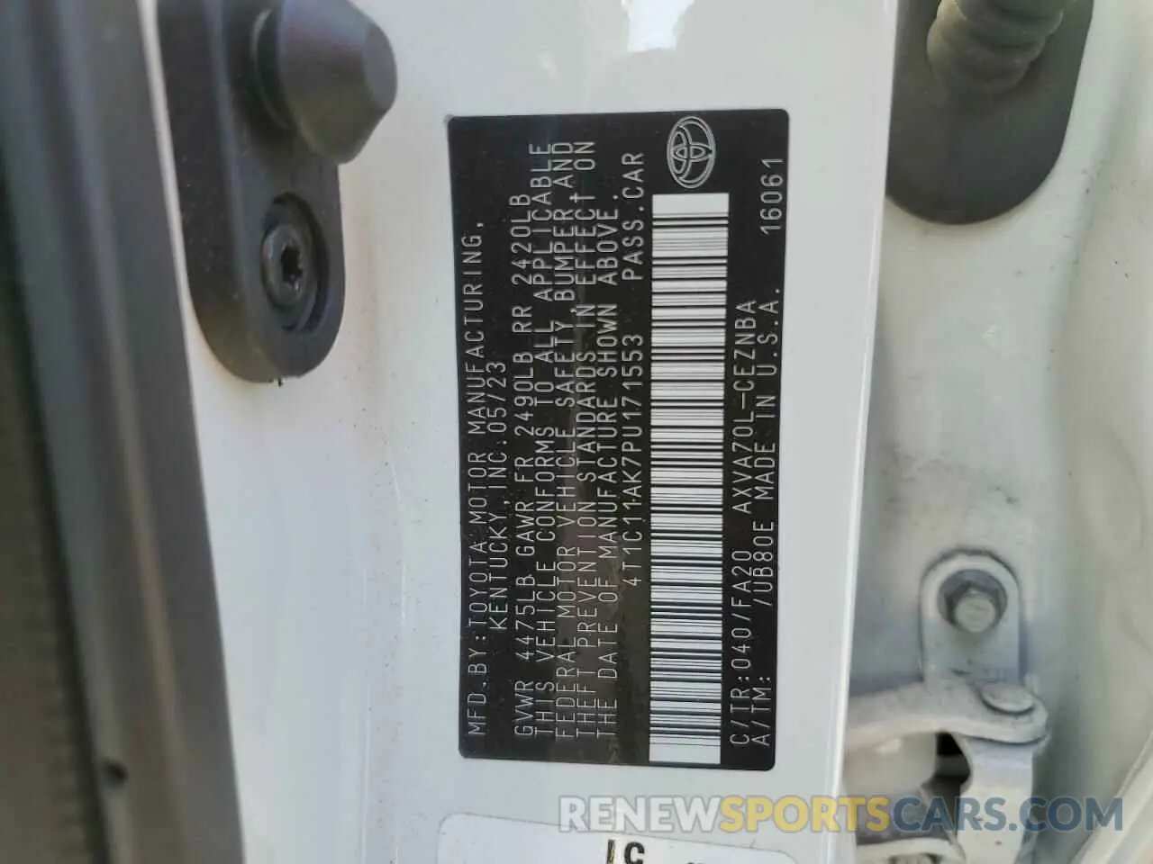 13 Photograph of a damaged car 4T1C11AK7PU171553 TOYOTA CAMRY 2023