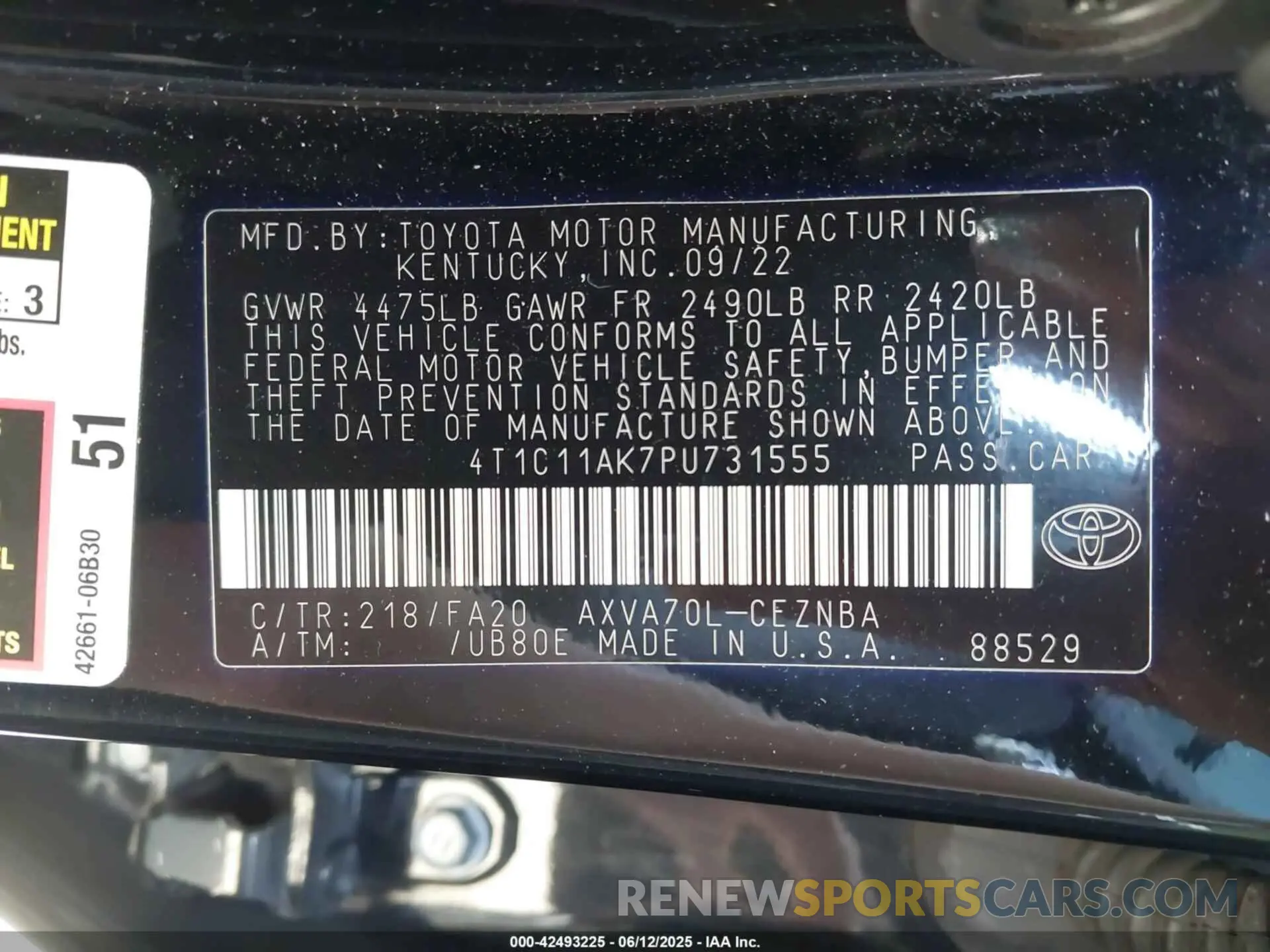 9 Photograph of a damaged car 4T1C11AK7PU731555 TOYOTA CAMRY 2023