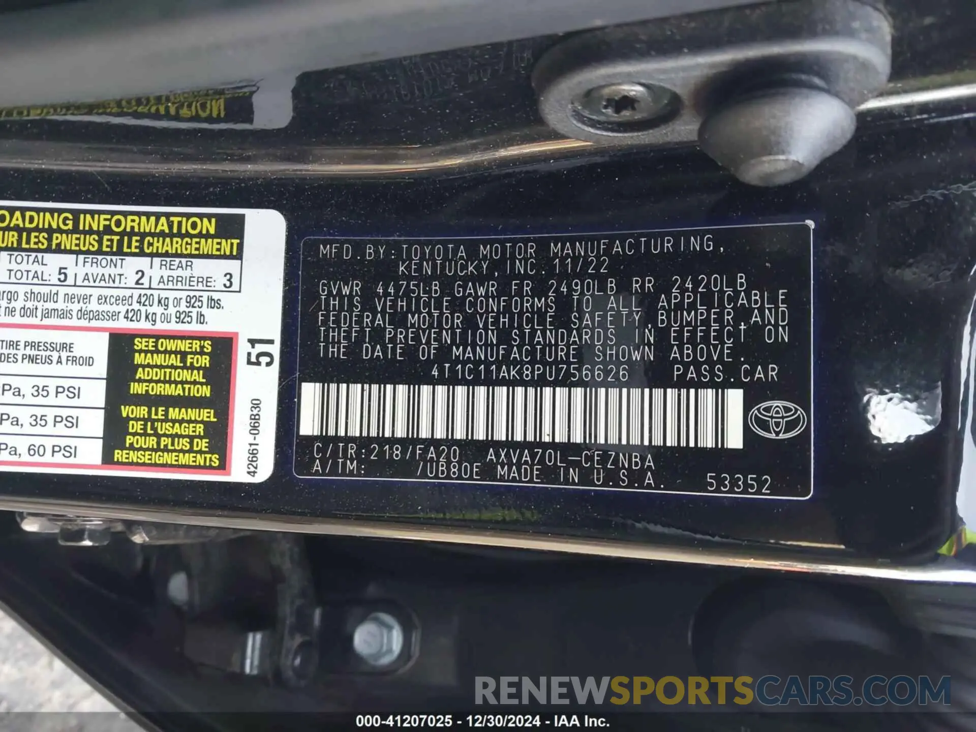 9 Photograph of a damaged car 4T1C11AK8PU756626 TOYOTA CAMRY 2023