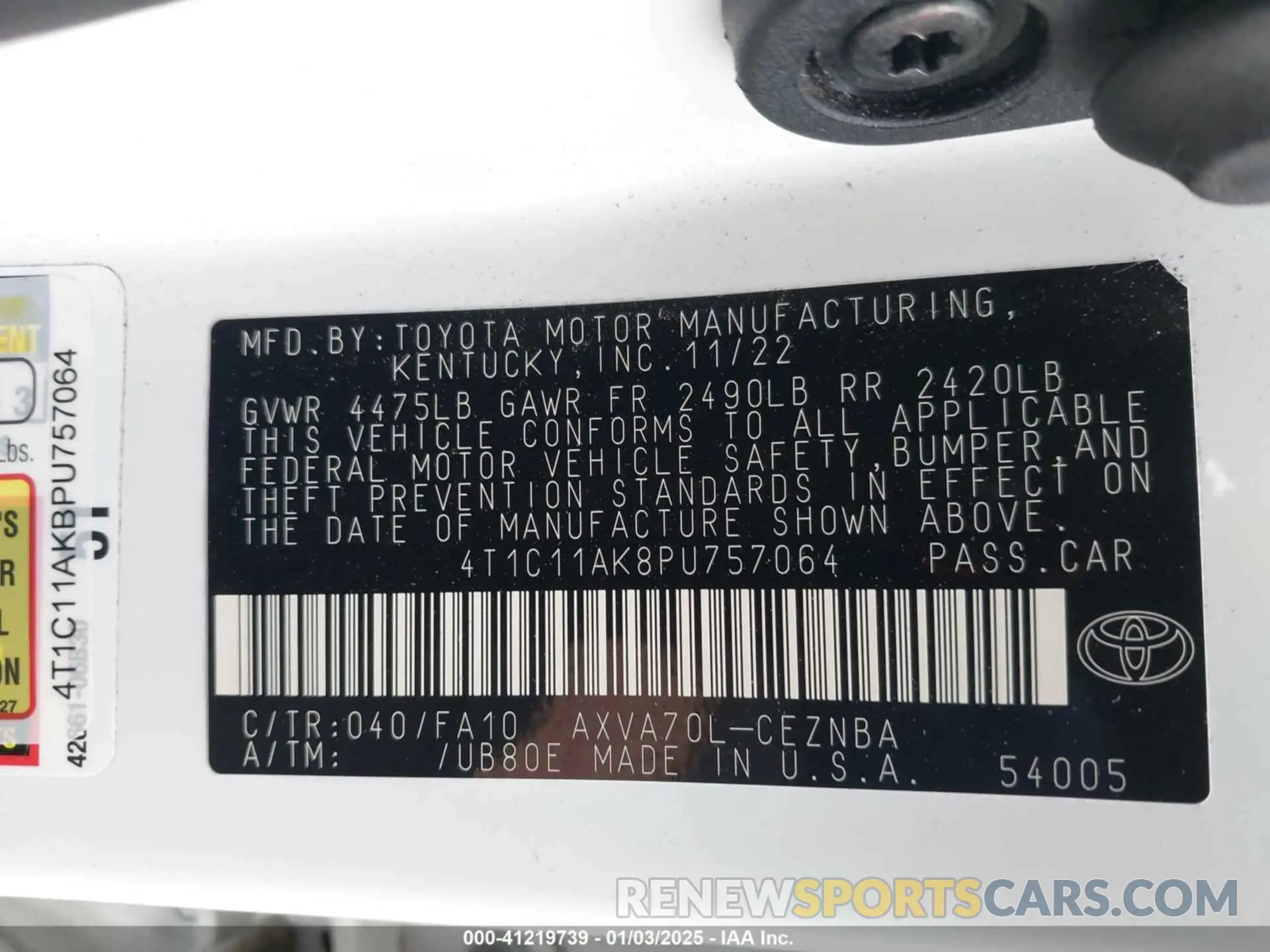 9 Photograph of a damaged car 4T1C11AK8PU757064 TOYOTA CAMRY 2023