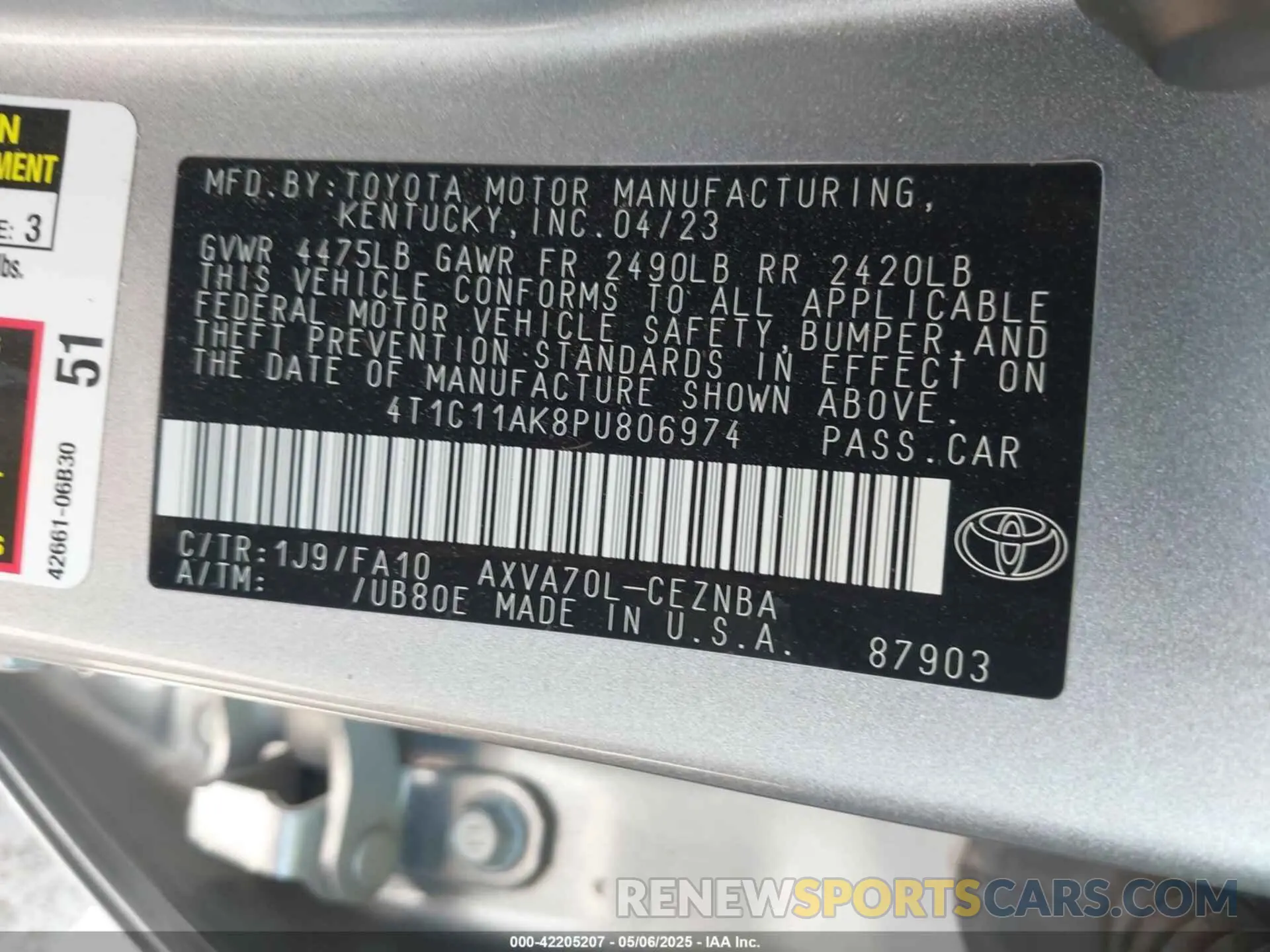 9 Photograph of a damaged car 4T1C11AK8PU806974 TOYOTA CAMRY 2023