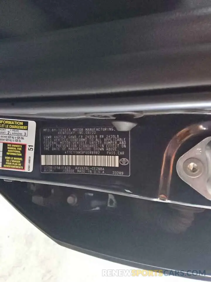 12 Photograph of a damaged car 4T1C11AK9PU088982 TOYOTA CAMRY 2023
