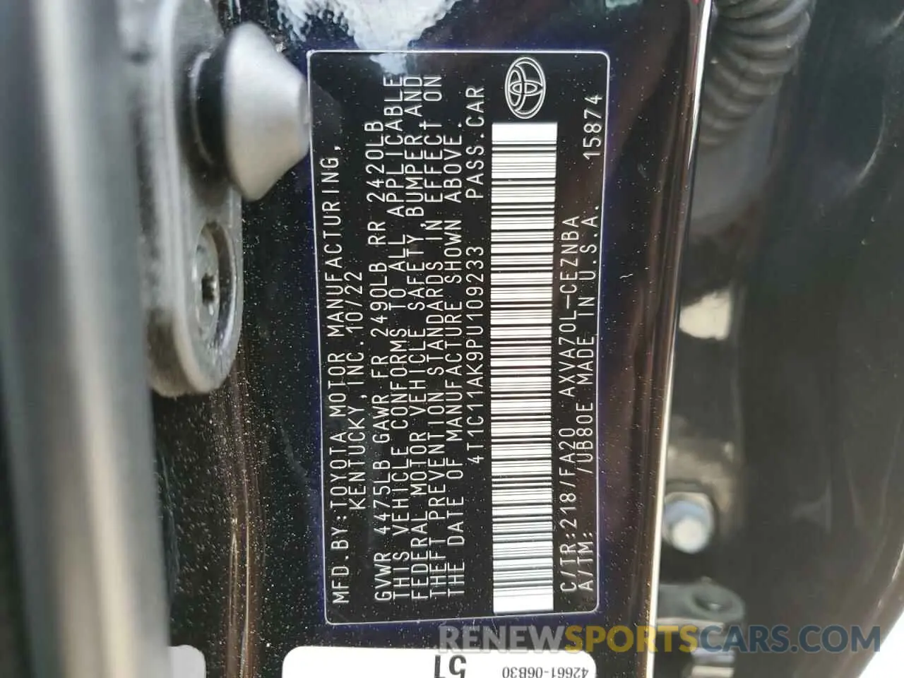 13 Photograph of a damaged car 4T1C11AK9PU109233 TOYOTA CAMRY 2023