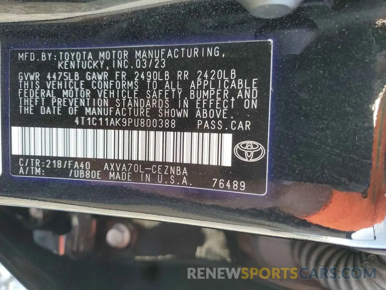 12 Photograph of a damaged car 4T1C11AK9PU800388 TOYOTA CAMRY 2023