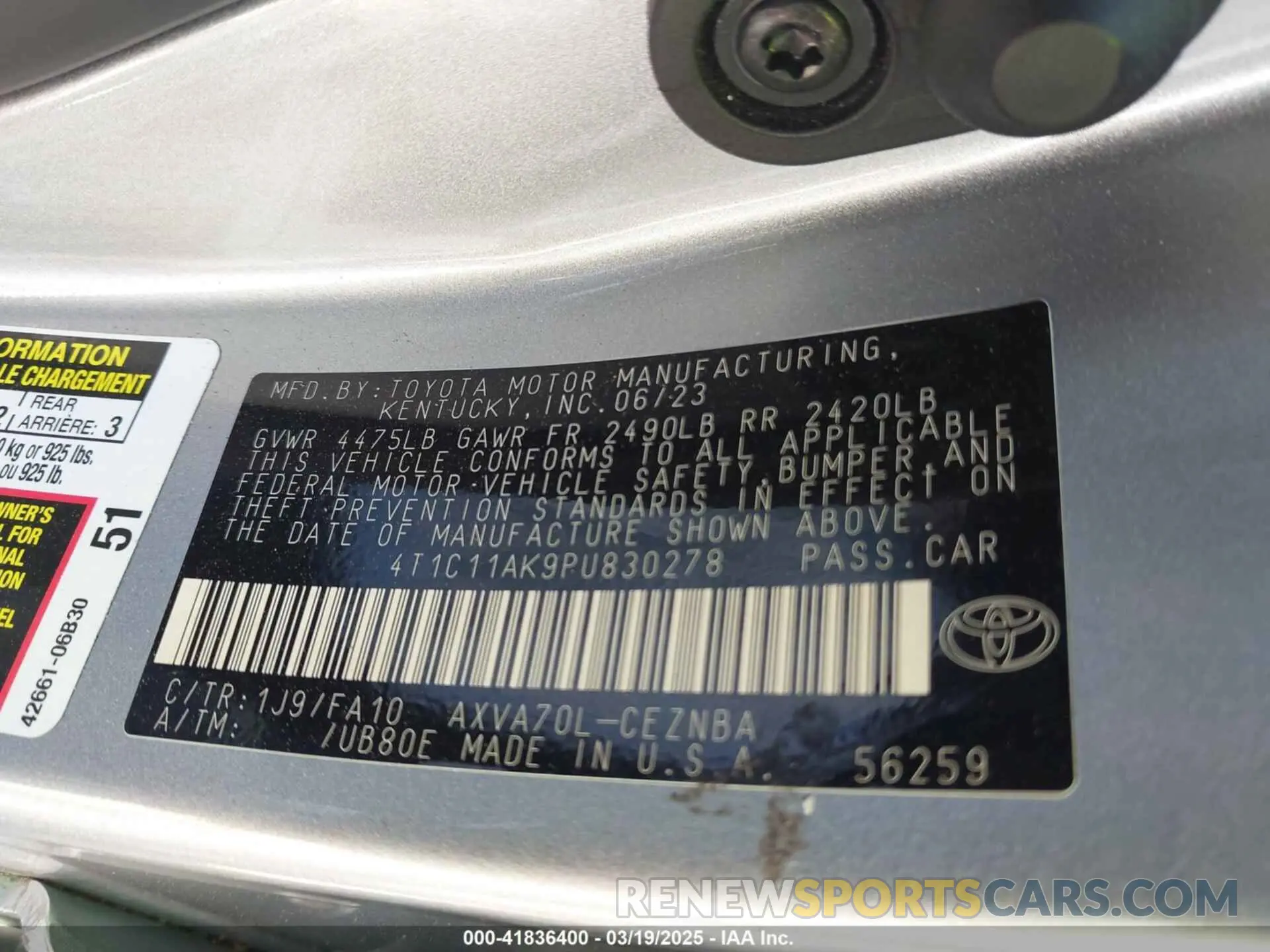 9 Photograph of a damaged car 4T1C11AK9PU830278 TOYOTA CAMRY 2023