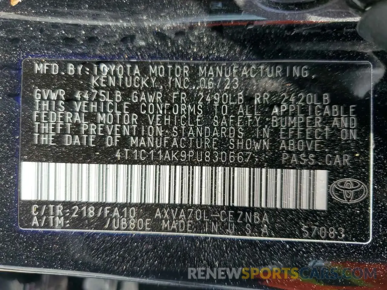 12 Photograph of a damaged car 4T1C11AK9PU830667 TOYOTA CAMRY 2023