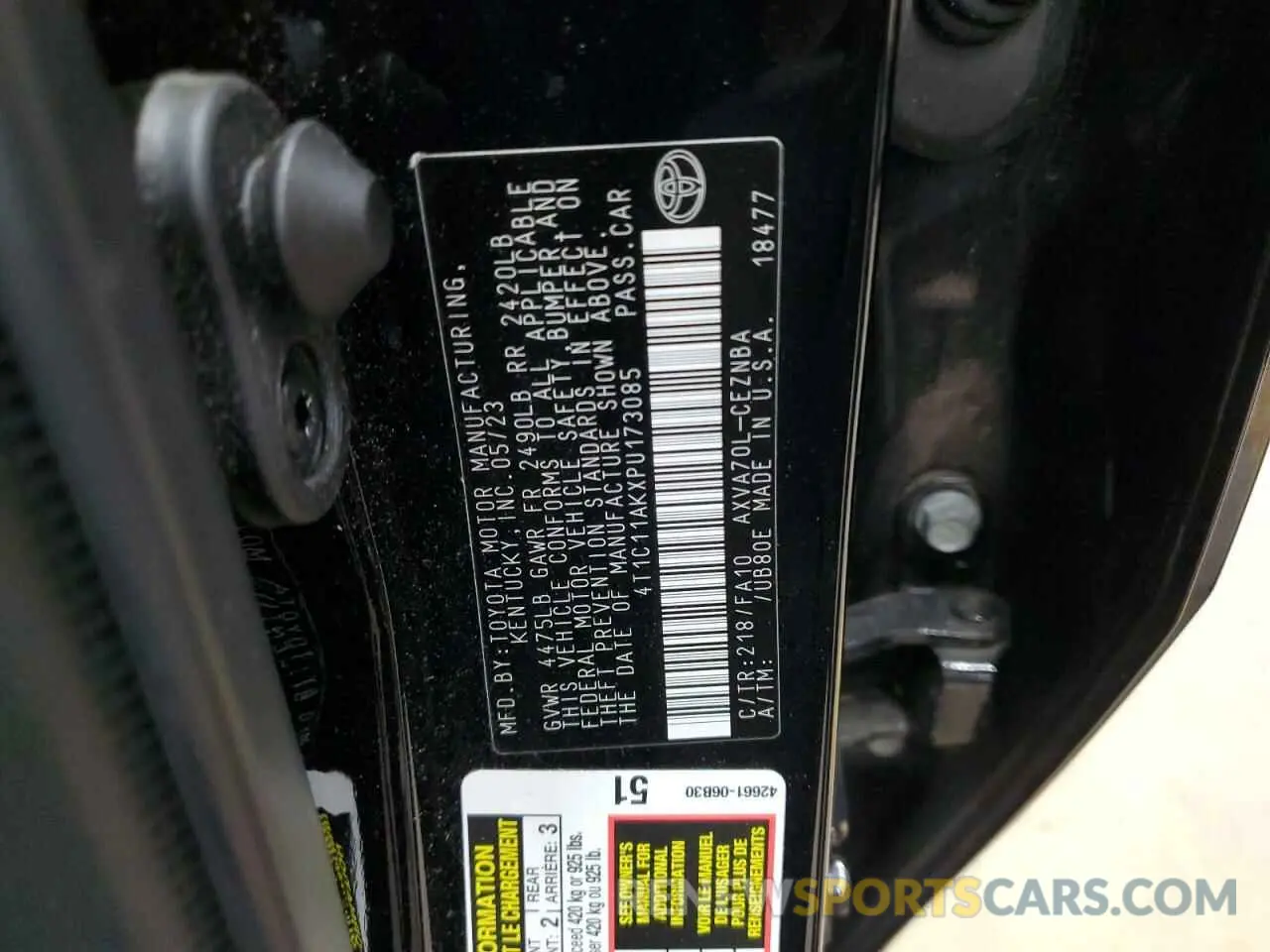 12 Photograph of a damaged car 4T1C11AKXPU173085 TOYOTA CAMRY 2023