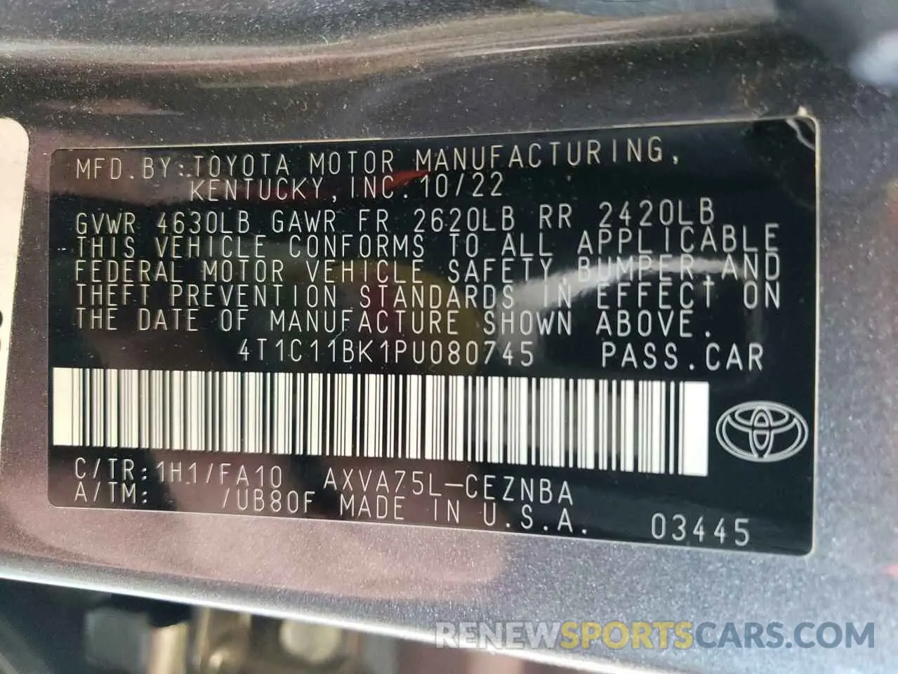 13 Photograph of a damaged car 4T1C11BK1PU080745 TOYOTA CAMRY 2023