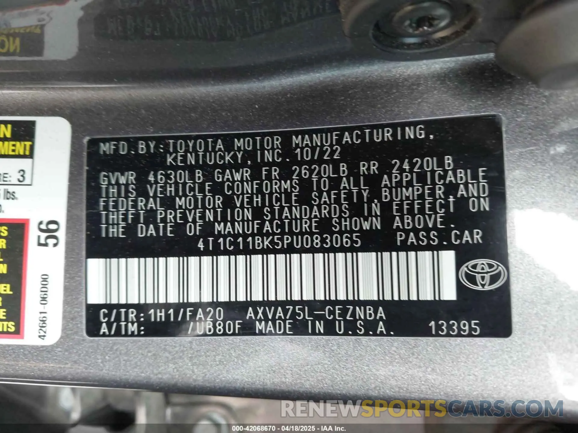 9 Photograph of a damaged car 4T1C11BK5PU083065 TOYOTA CAMRY 2023