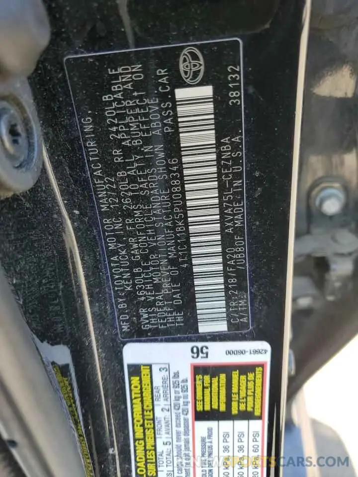12 Photograph of a damaged car 4T1C11BK5PU088346 TOYOTA CAMRY 2023