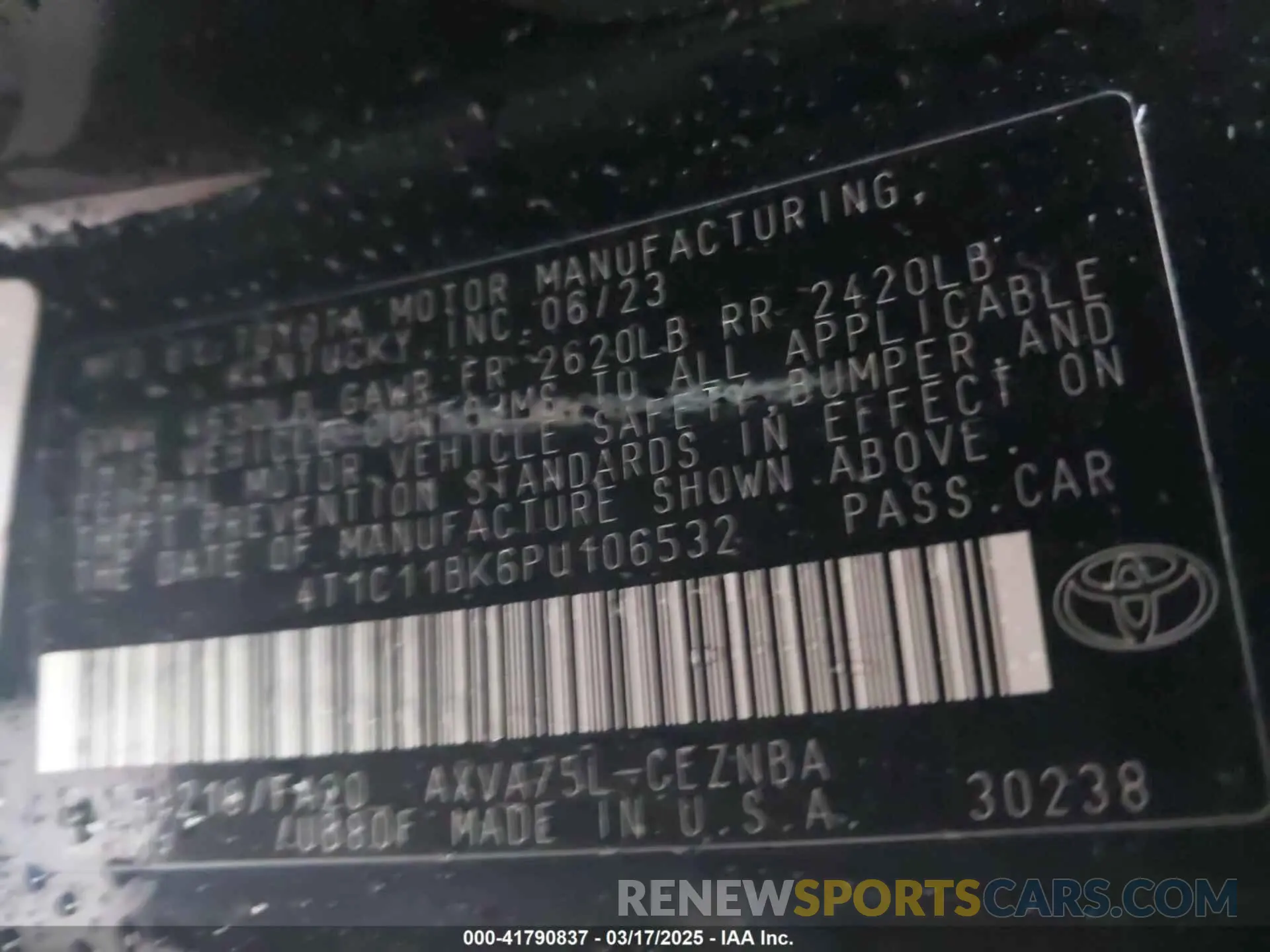 9 Photograph of a damaged car 4T1C11BK6PU106532 TOYOTA CAMRY 2023