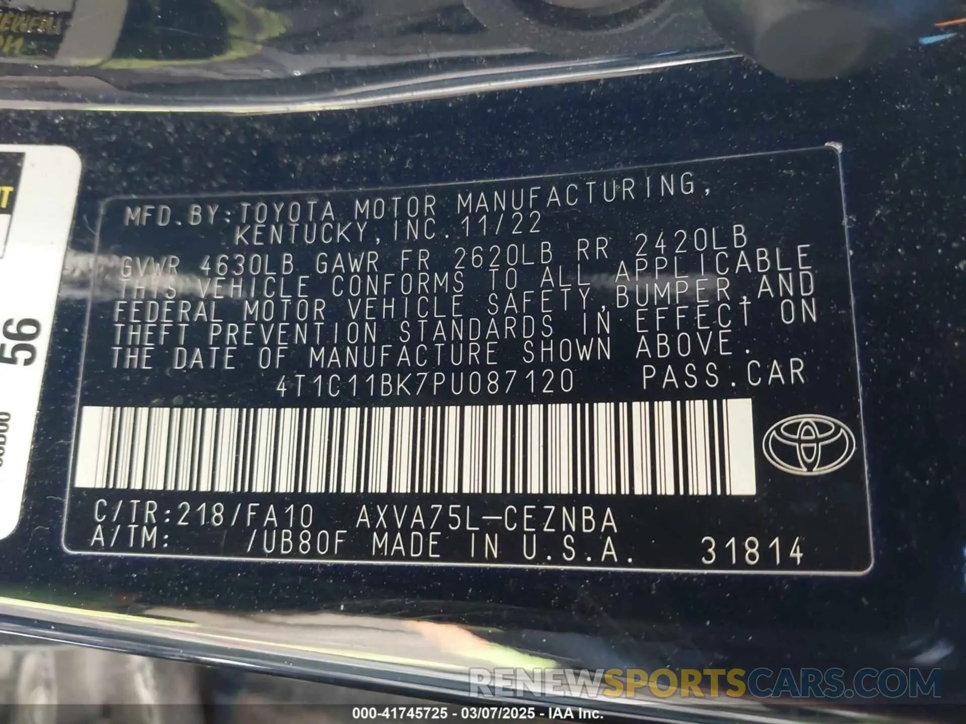 9 Photograph of a damaged car 4T1C11BK7PU087120 TOYOTA CAMRY 2023