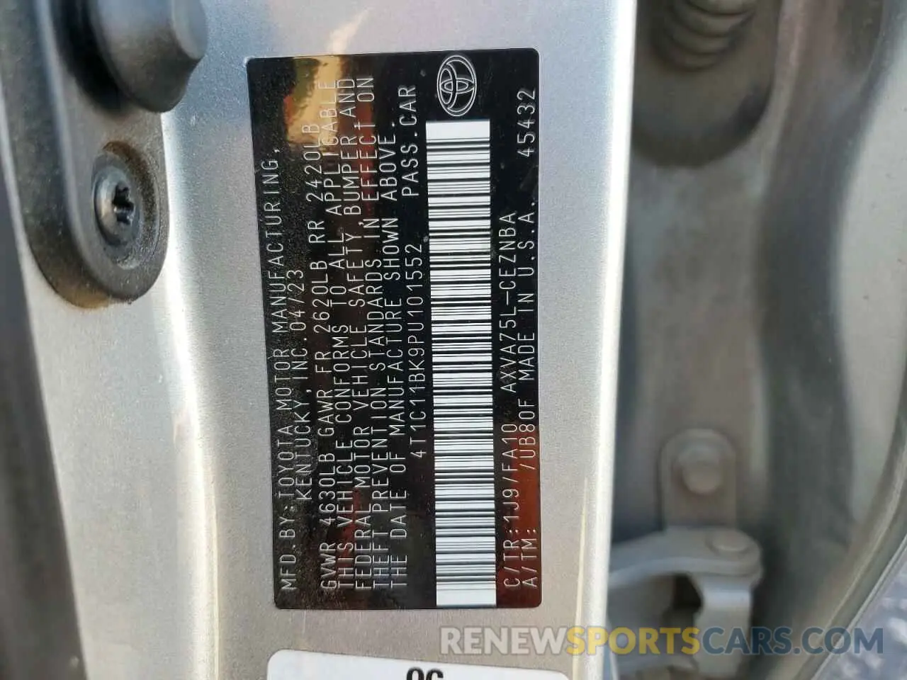 12 Photograph of a damaged car 4T1C11BK9PU101552 TOYOTA CAMRY 2023