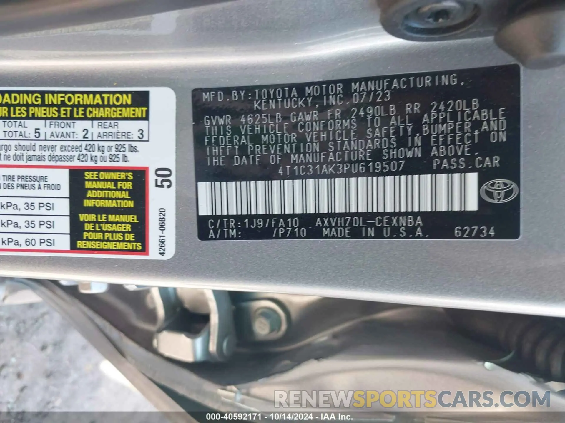 9 Photograph of a damaged car 4T1C31AK3PU619507 TOYOTA CAMRY 2023