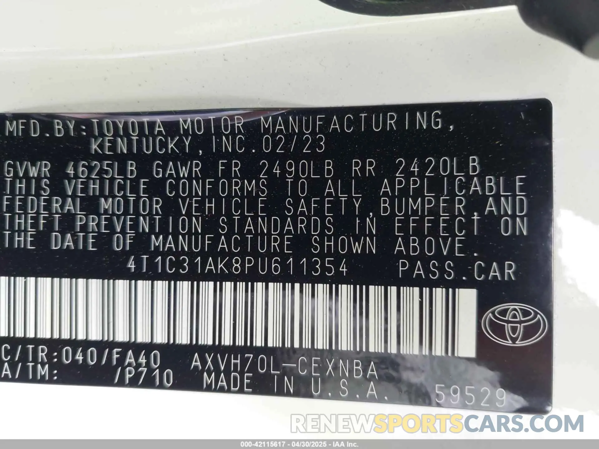 9 Photograph of a damaged car 4T1C31AK8PU611354 TOYOTA CAMRY 2023