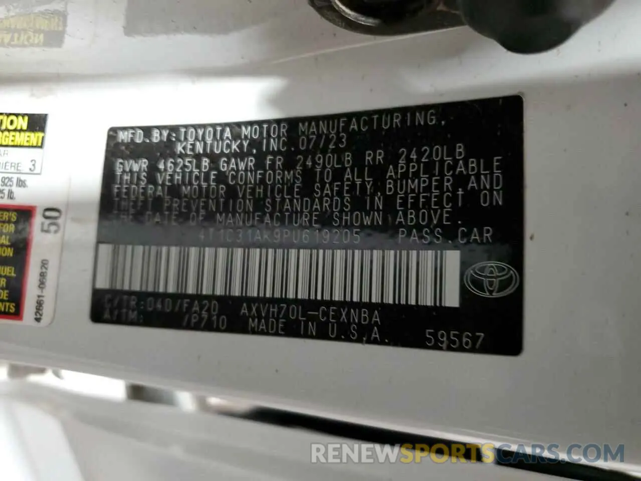 13 Photograph of a damaged car 4T1C31AK9PU619205 TOYOTA CAMRY 2023