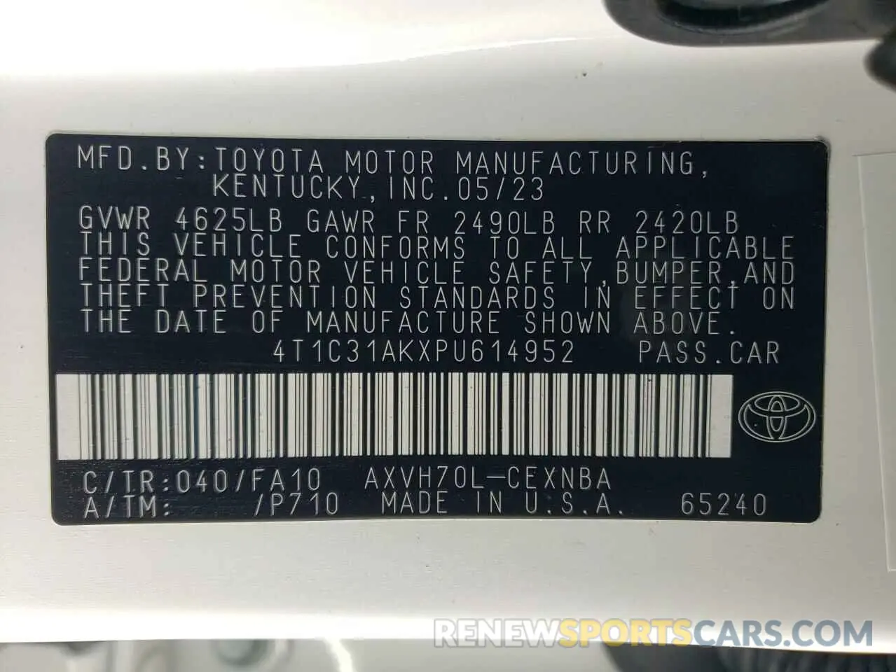 13 Photograph of a damaged car 4T1C31AKXPU614952 TOYOTA CAMRY 2023