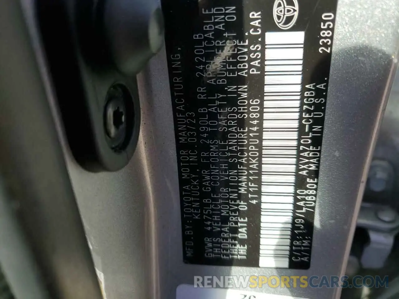 13 Photograph of a damaged car 4T1F11AK0PU144806 TOYOTA CAMRY 2023
