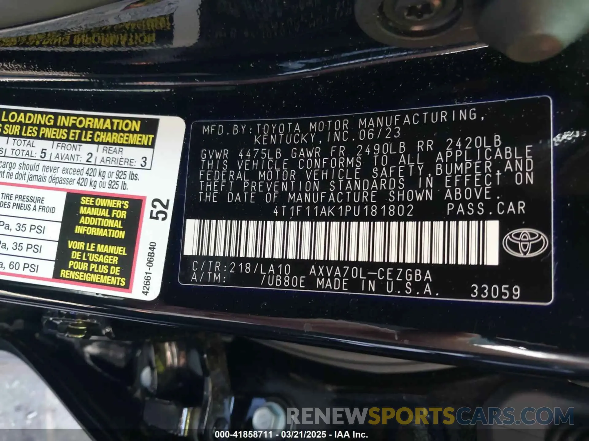 9 Photograph of a damaged car 4T1F11AK1PU181802 TOYOTA CAMRY 2023