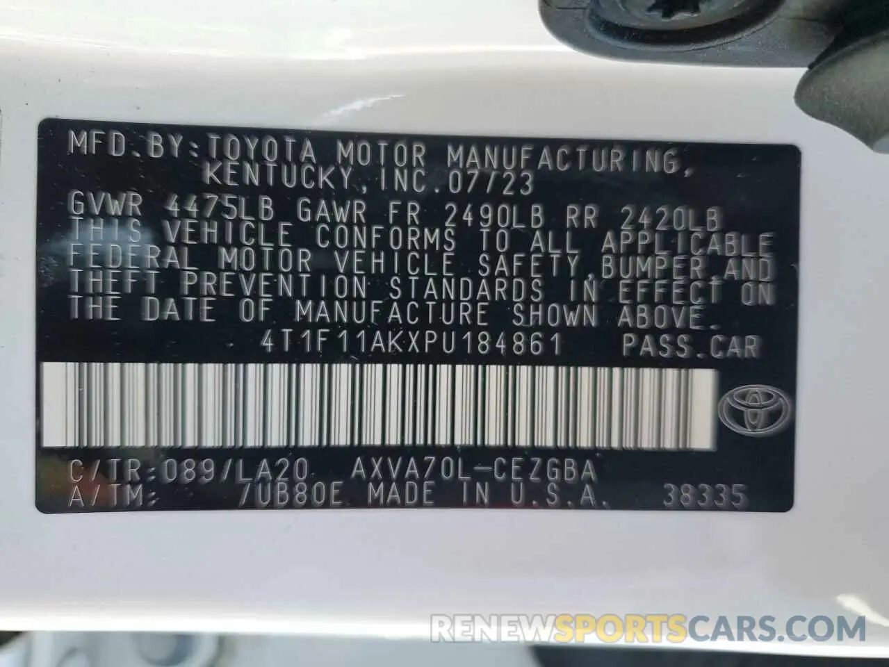 13 Photograph of a damaged car 4T1F11AKXPU184861 TOYOTA CAMRY 2023