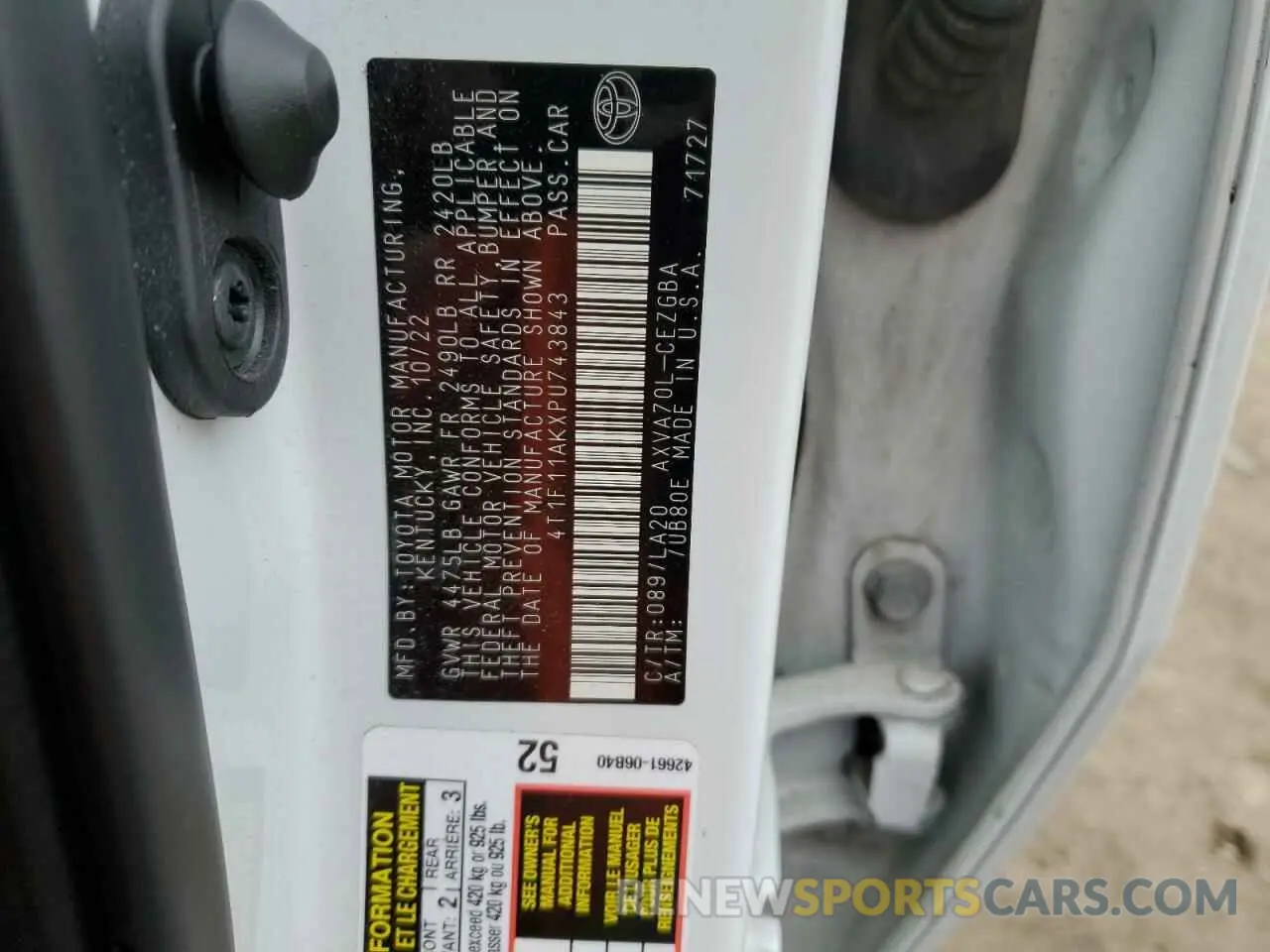 12 Photograph of a damaged car 4T1F11AKXPU743843 TOYOTA CAMRY 2023