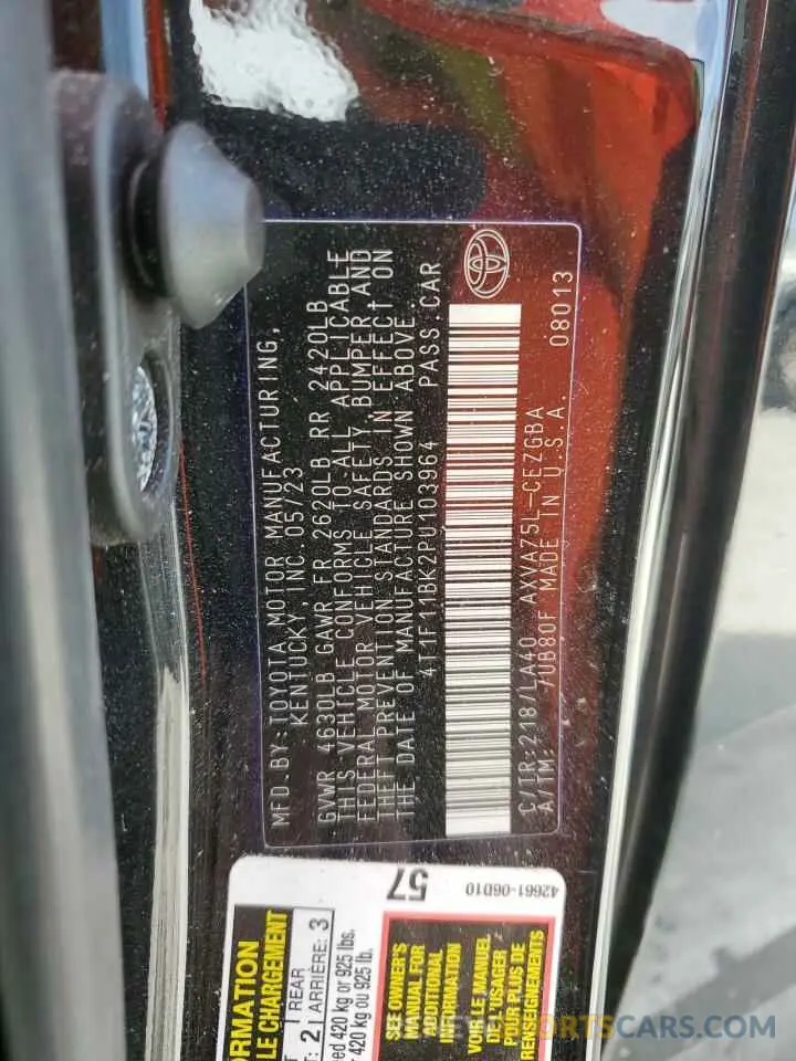 13 Photograph of a damaged car 4T1F11BK2PU103964 TOYOTA CAMRY 2023