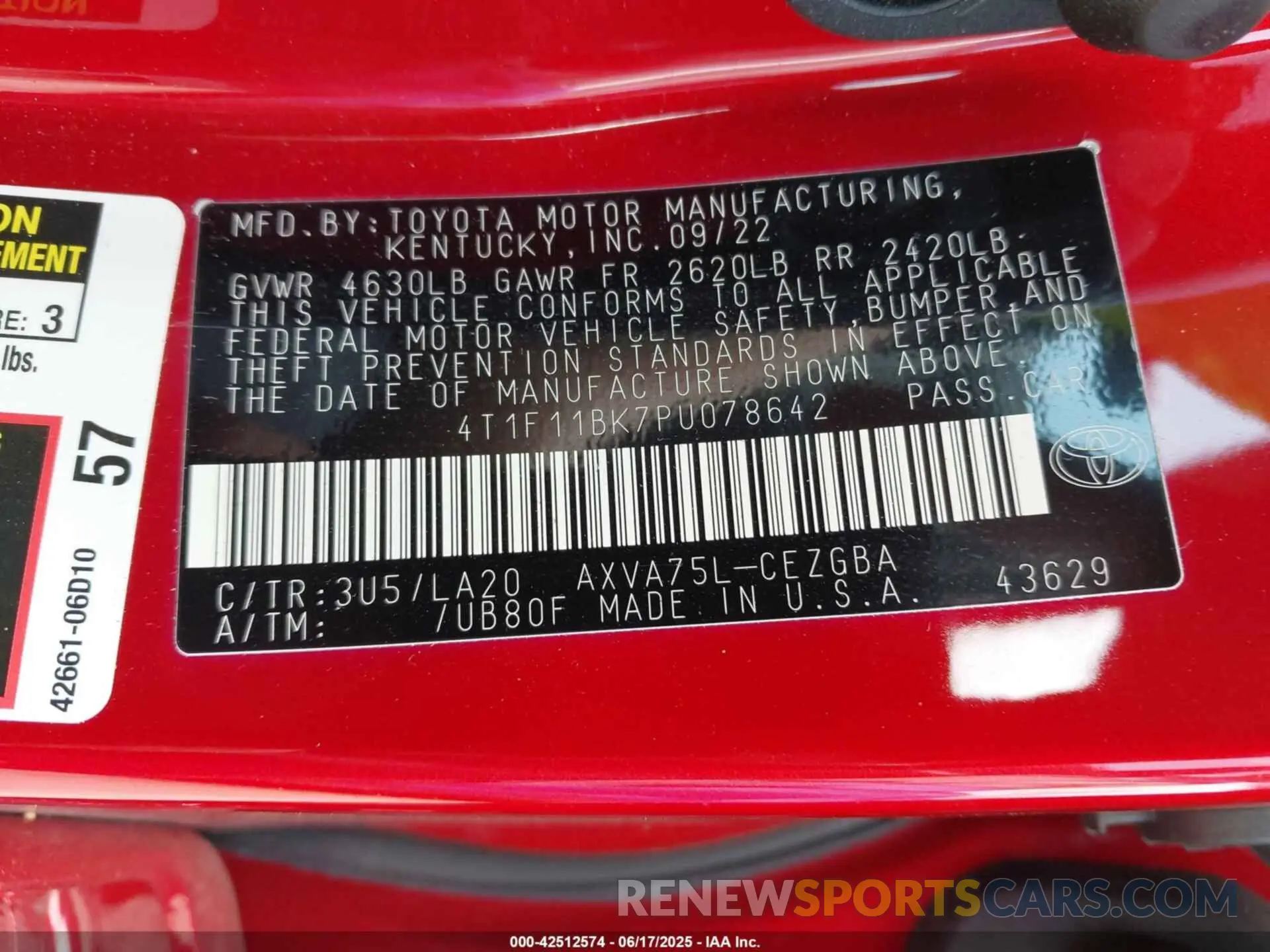 9 Photograph of a damaged car 4T1F11BK7PU078642 TOYOTA CAMRY 2023