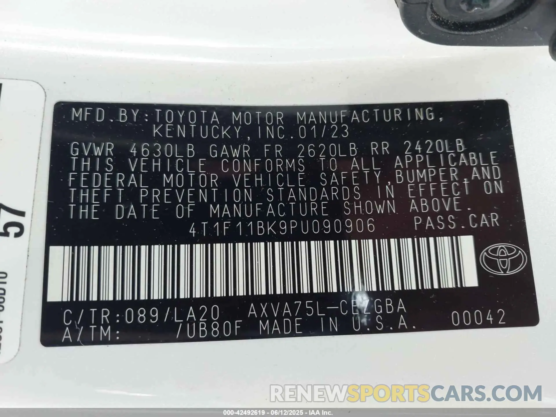 9 Photograph of a damaged car 4T1F11BK9PU090906 TOYOTA CAMRY 2023