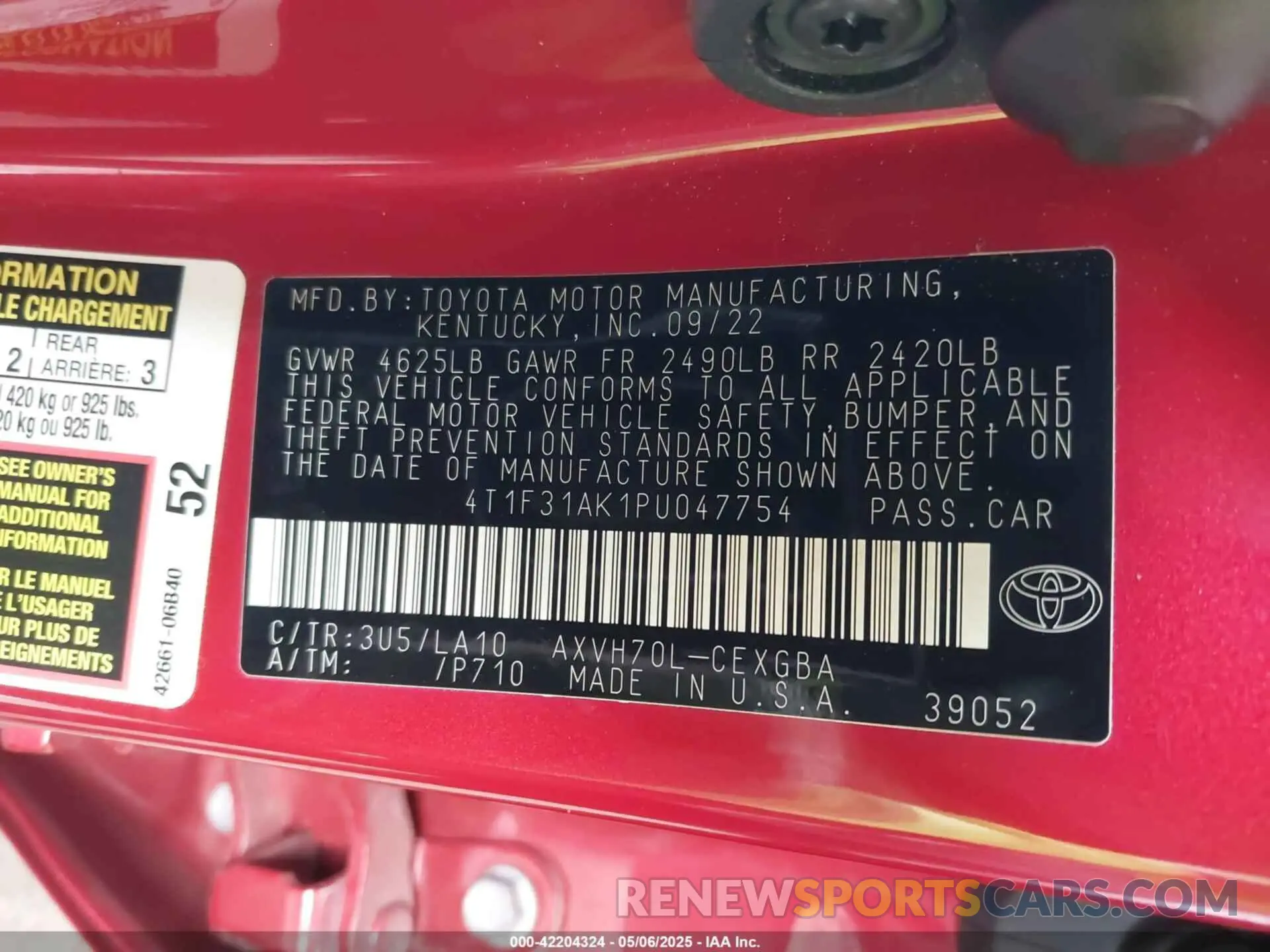 9 Photograph of a damaged car 4T1F31AK1PU047754 TOYOTA CAMRY 2023